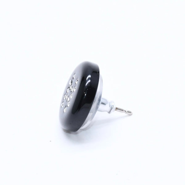 CHANEL Coco Mark Stud Earrings Weight Approx. 0.88g 05V Engraved Black Rhinestone Plastic One Ear Good Condition Used 4a007079