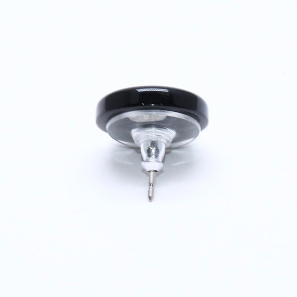 CHANEL Coco Mark Stud Earrings Weight Approx. 0.88g 05V Engraved Black Rhinestone Plastic One Ear Good Condition Used 4a007079