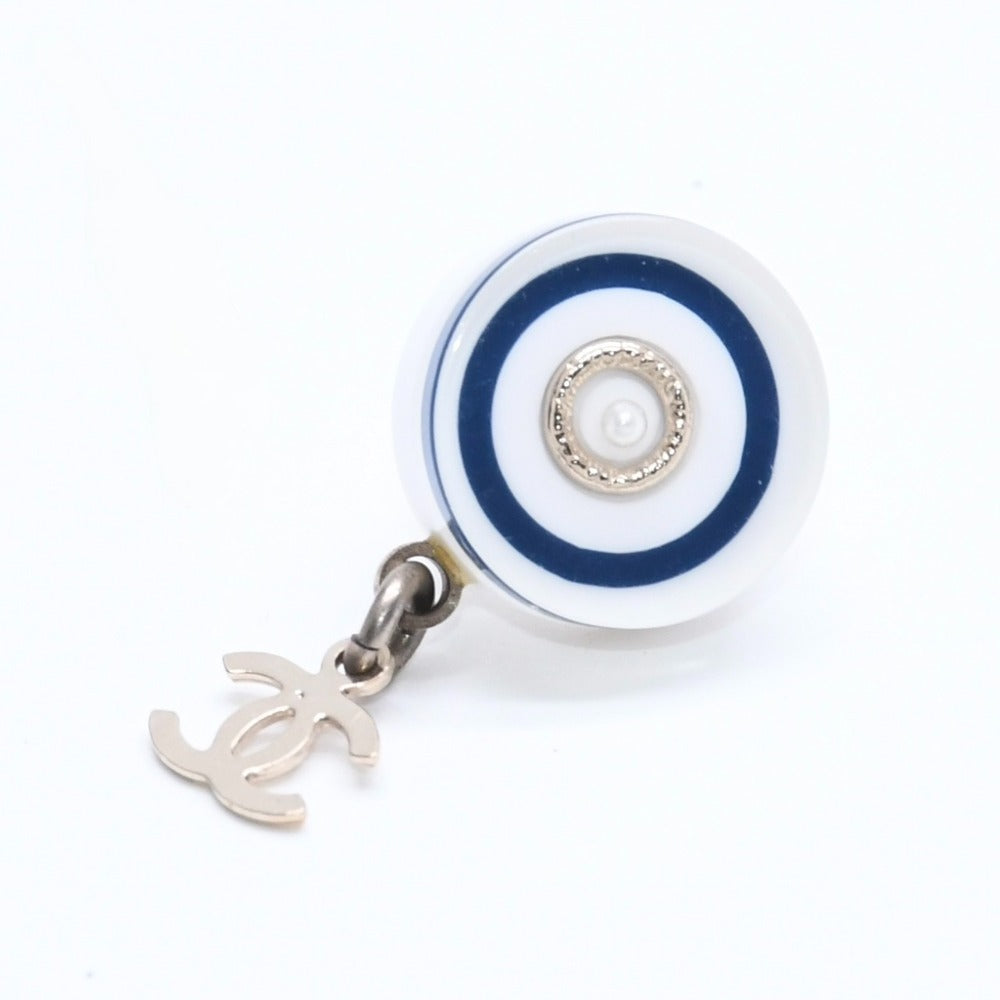 CHANEL Coco Mark Stud Earrings Weight Approx. 2.85g 05C Engraved Resin Metal GP White Gold For Both Ears Good Condition Used 4a007080