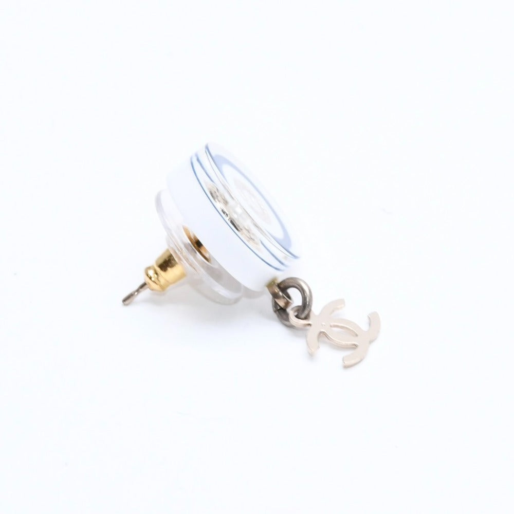 CHANEL Coco Mark Stud Earrings Weight Approx. 2.85g 05C Engraved Resin Metal GP White Gold For Both Ears Good Condition Used 4a007080