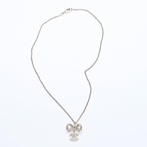 Very Good Condition CHANEL Coco Mark Ribbon Necklace Weight Approx. 6.33g B11P Stamp GP Metal Rhinestone Total Length Approx. 42cm Used 4a007098