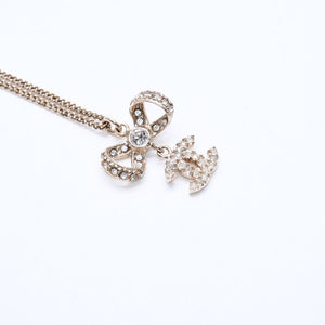 Very Good Condition CHANEL Coco Mark Ribbon Necklace Weight Approx. 6.33g B11P Stamp GP Metal Rhinestone Total Length Approx. 42cm Used 4a007098