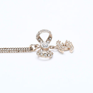 Very Good Condition CHANEL Coco Mark Ribbon Necklace Weight Approx. 6.33g B11P Stamp GP Metal Rhinestone Total Length Approx. 42cm Used 4a007098