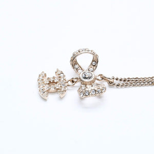 Very Good Condition CHANEL Coco Mark Ribbon Necklace Weight Approx. 6.33g B11P Stamp GP Metal Rhinestone Total Length Approx. 42cm Used 4a007098