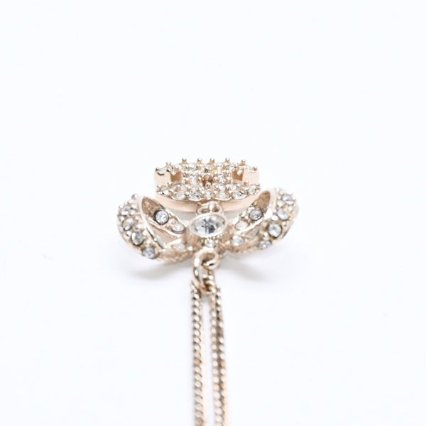 Very Good Condition CHANEL Coco Mark Ribbon Necklace Weight Approx. 6.33g B11P Stamp GP Metal Rhinestone Total Length Approx. 42cm Used 4a007098