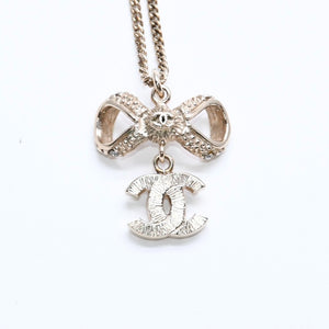 Very Good Condition CHANEL Coco Mark Ribbon Necklace Weight Approx. 6.33g B11P Stamp GP Metal Rhinestone Total Length Approx. 42cm Used 4a007098