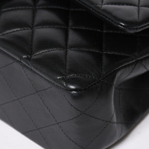 Very Good Condition CHANEL Chanel Matelasse 25 W Flap W Chain Shoulder Bag 24th Series Coco Mark Lambskin Black Silver Hardware Used 4a009111