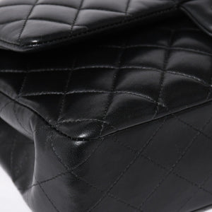 Very Good Condition CHANEL Chanel Matelasse 25 W Flap W Chain Shoulder Bag 24th Series Coco Mark Lambskin Black Silver Hardware Used 4a009111