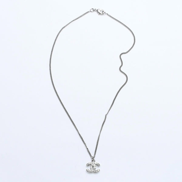 Very Good Condition CHANEL Coco Mark Necklace Weight Approximately 5.70g B11V Engraved Metal Rhinestone Total Length Approximately 43cm Used 4a007094