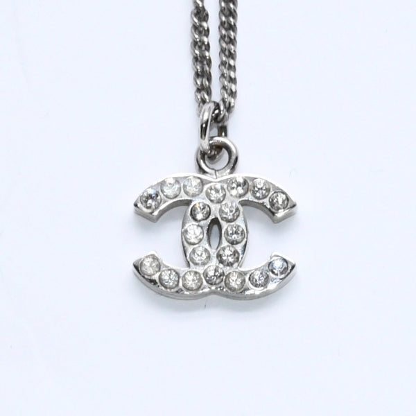 Very Good Condition CHANEL Coco Mark Necklace Weight Approximately 5.70g B11V Engraved Metal Rhinestone Total Length Approximately 43cm Used 4a007094