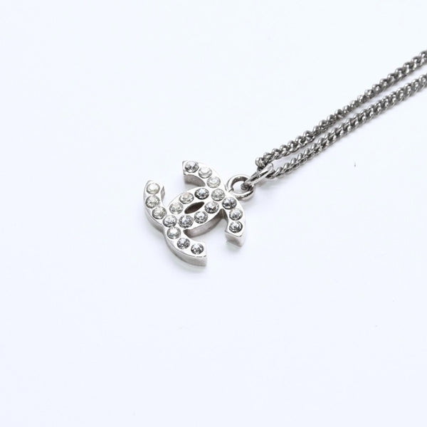 Very Good Condition CHANEL Coco Mark Necklace Weight Approximately 5.70g B11V Engraved Metal Rhinestone Total Length Approximately 43cm Used 4a007094