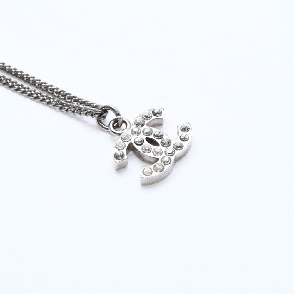 Very Good Condition CHANEL Coco Mark Necklace Weight Approximately 5.70g B11V Engraved Metal Rhinestone Total Length Approximately 43cm Used 4a007094