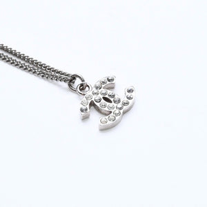 Very Good Condition CHANEL Coco Mark Necklace Weight Approximately 5.70g B11V Engraved Metal Rhinestone Total Length Approximately 43cm Used 4a007094