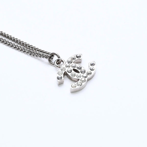 Very Good Condition CHANEL Coco Mark Necklace Weight Approximately 5.70g B11V Engraved Metal Rhinestone Total Length Approximately 43cm Used 4a007094
