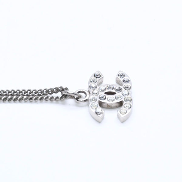 Very Good Condition CHANEL Coco Mark Necklace Weight Approximately 5.70g B11V Engraved Metal Rhinestone Total Length Approximately 43cm Used 4a007094