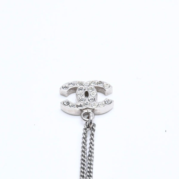 Very Good Condition CHANEL Coco Mark Necklace Weight Approximately 5.70g B11V Engraved Metal Rhinestone Total Length Approximately 43cm Used 4a007094