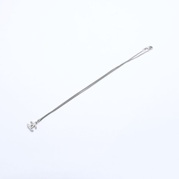 Very Good Condition CHANEL Coco Mark Necklace Weight Approximately 5.70g B11V Engraved Metal Rhinestone Total Length Approximately 43cm Used 4a007094