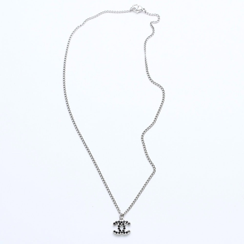 Very Good Condition CHANEL Coco Mark Necklace Weight Approx. 5.29g 05P Engraved Metal Rhinestone Total Length Approx. 43.5cm Used 4a007097