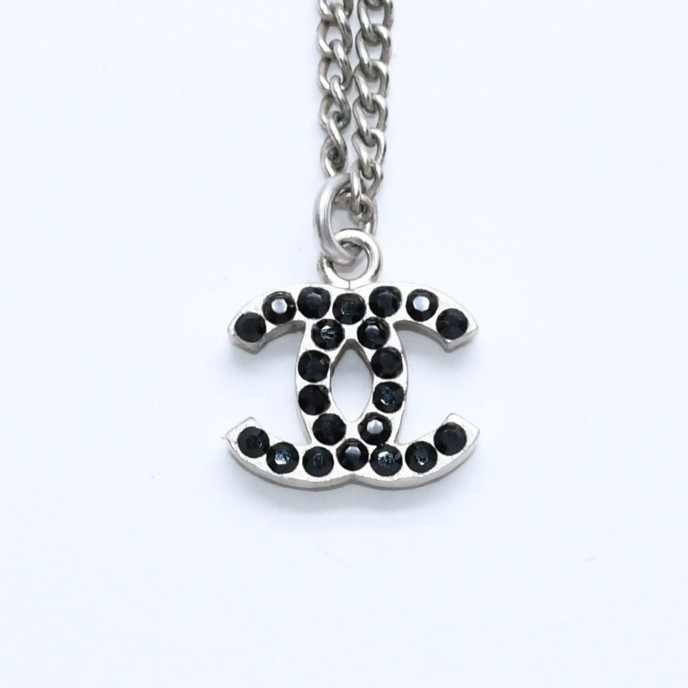 Very Good Condition CHANEL Coco Mark Necklace Weight Approx. 5.29g 05P Engraved Metal Rhinestone Total Length Approx. 43.5cm Used 4a007097
