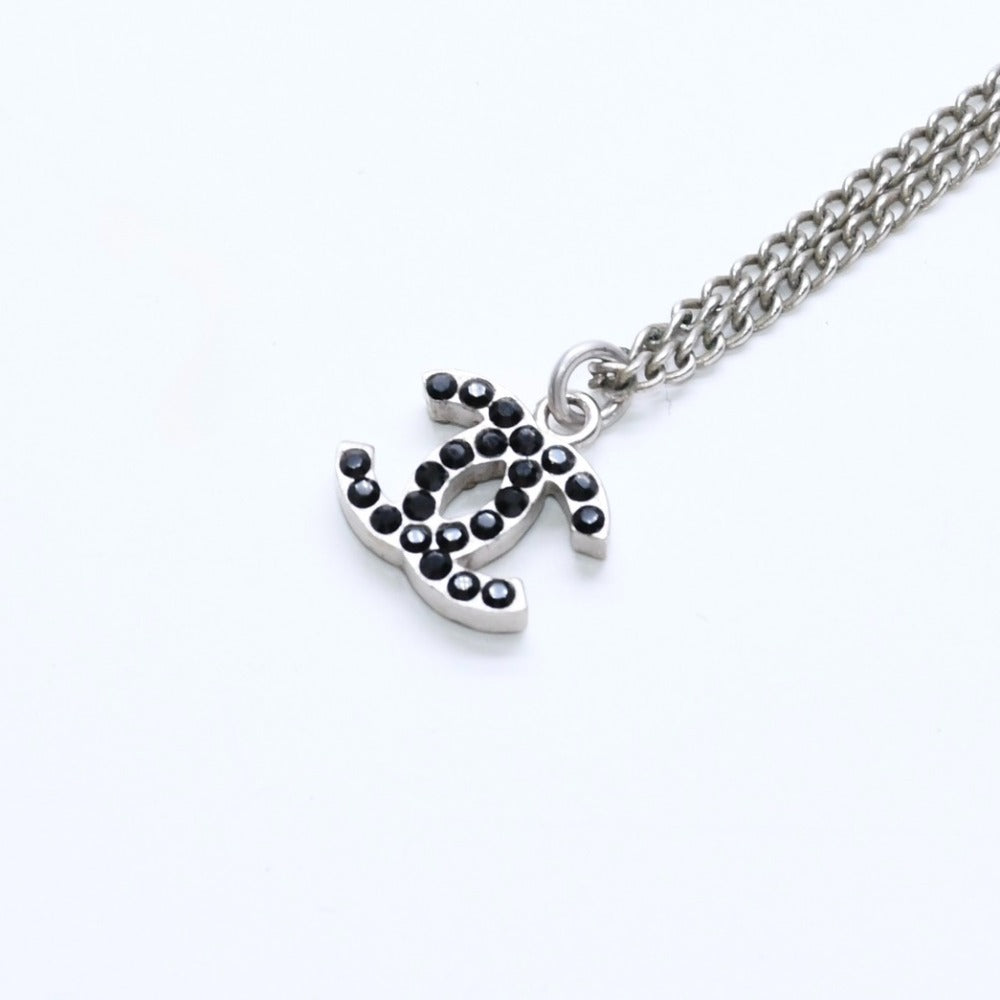 Very Good Condition CHANEL Coco Mark Necklace Weight Approx. 5.29g 05P Engraved Metal Rhinestone Total Length Approx. 43.5cm Used 4a007097