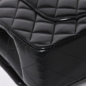 Very Good Condition CHANEL Chanel Matelasse 25 W Flap W Chain Shoulder Bag 24th Series Coco Mark Lambskin Black Silver Hardware Used 4a009111