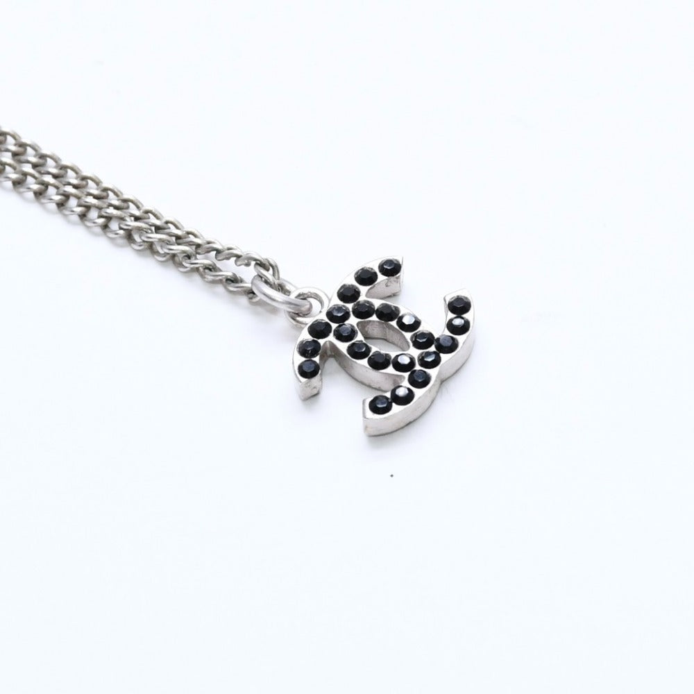Very Good Condition CHANEL Coco Mark Necklace Weight Approx. 5.29g 05P Engraved Metal Rhinestone Total Length Approx. 43.5cm Used 4a007097