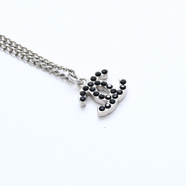 Very Good Condition CHANEL Coco Mark Necklace Weight Approx. 5.29g 05P Engraved Metal Rhinestone Total Length Approx. 43.5cm Used 4a007097