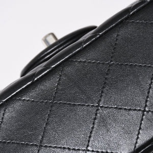 Very Good Condition CHANEL Chanel Matelasse 25 W Flap W Chain Shoulder Bag 24th Series Coco Mark Lambskin Black Silver Hardware Used 4a009111