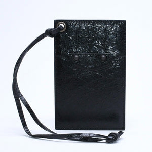 極美品 BALENCIAGA バレンシアガ ル シティ レザー カードケース ブラック マットブラック金具 853753 中古 4a007913