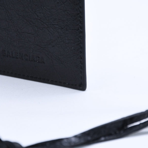 極美品 BALENCIAGA バレンシアガ ル シティ レザー カードケース ブラック マットブラック金具 853753 中古 4a007913