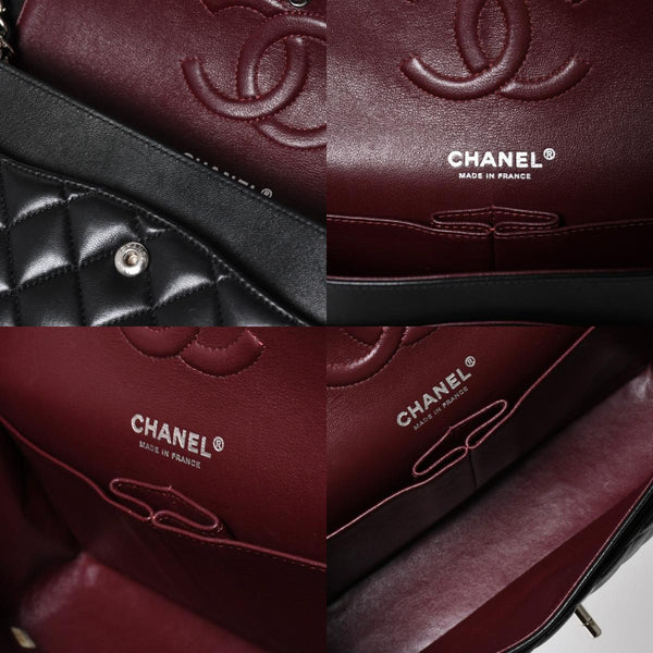 Very Good Condition CHANEL Chanel Matelasse 25 W Flap W Chain Shoulder Bag 24th Series Coco Mark Lambskin Black Silver Hardware Used 4a009111