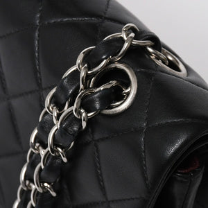 極美品 CHANEL シャネル マトラッセ25 Wフラップ Wチェーンショルダーバッグ 7番台 ココマーク ラムスキン ブラック シルバー金具 中古 4a009112