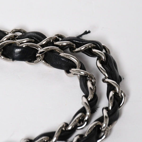 極美品 CHANEL シャネル マトラッセ25 Wフラップ Wチェーンショルダーバッグ 7番台 ココマーク ラムスキン ブラック シルバー金具 中古 4a009112