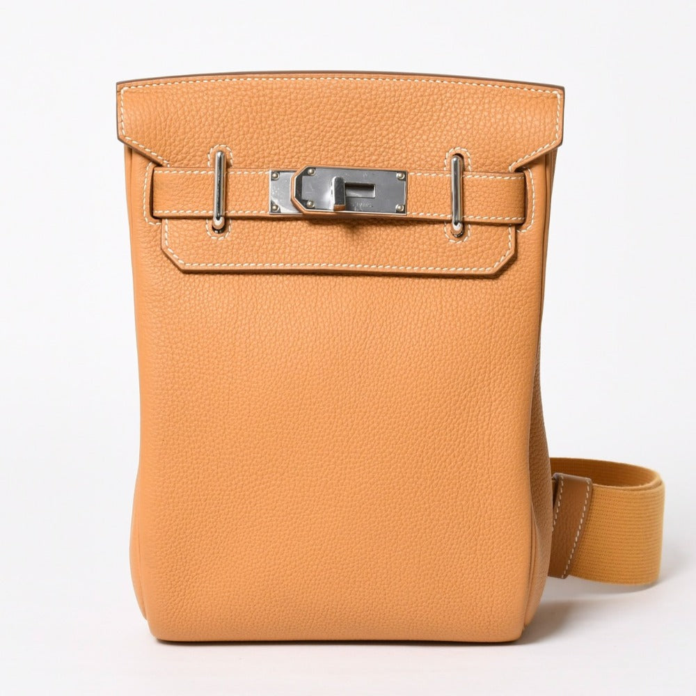 Very Good Condition HERMES Kelly Ado PM Shoulder Bag B Engraved Natural Sable Togo SV Hardware Made in 2023 Inside Sewing Used 4a009139
