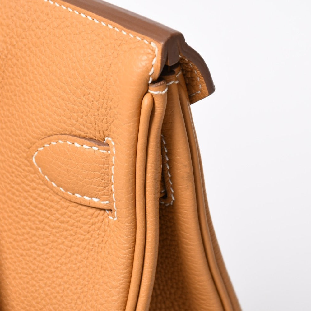 Very Good Condition HERMES Kelly Ado PM Shoulder Bag B Engraved Natural Sable Togo SV Hardware Made in 2023 Inside Sewing Used 4a009139