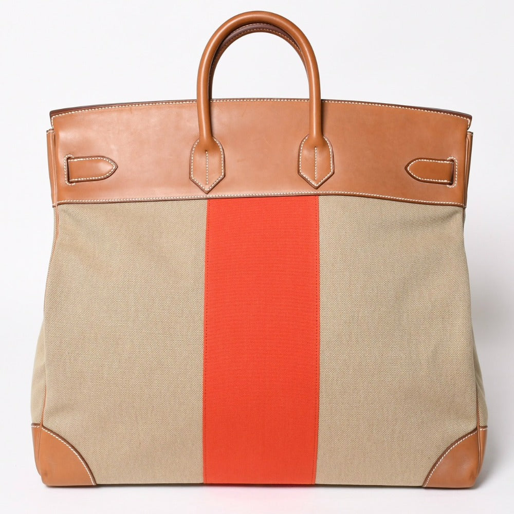 Very good condition HERMES Hautacroix flag 50 handbag Vaux Barenia canvas □R engraved gold hardware Used 4a009135