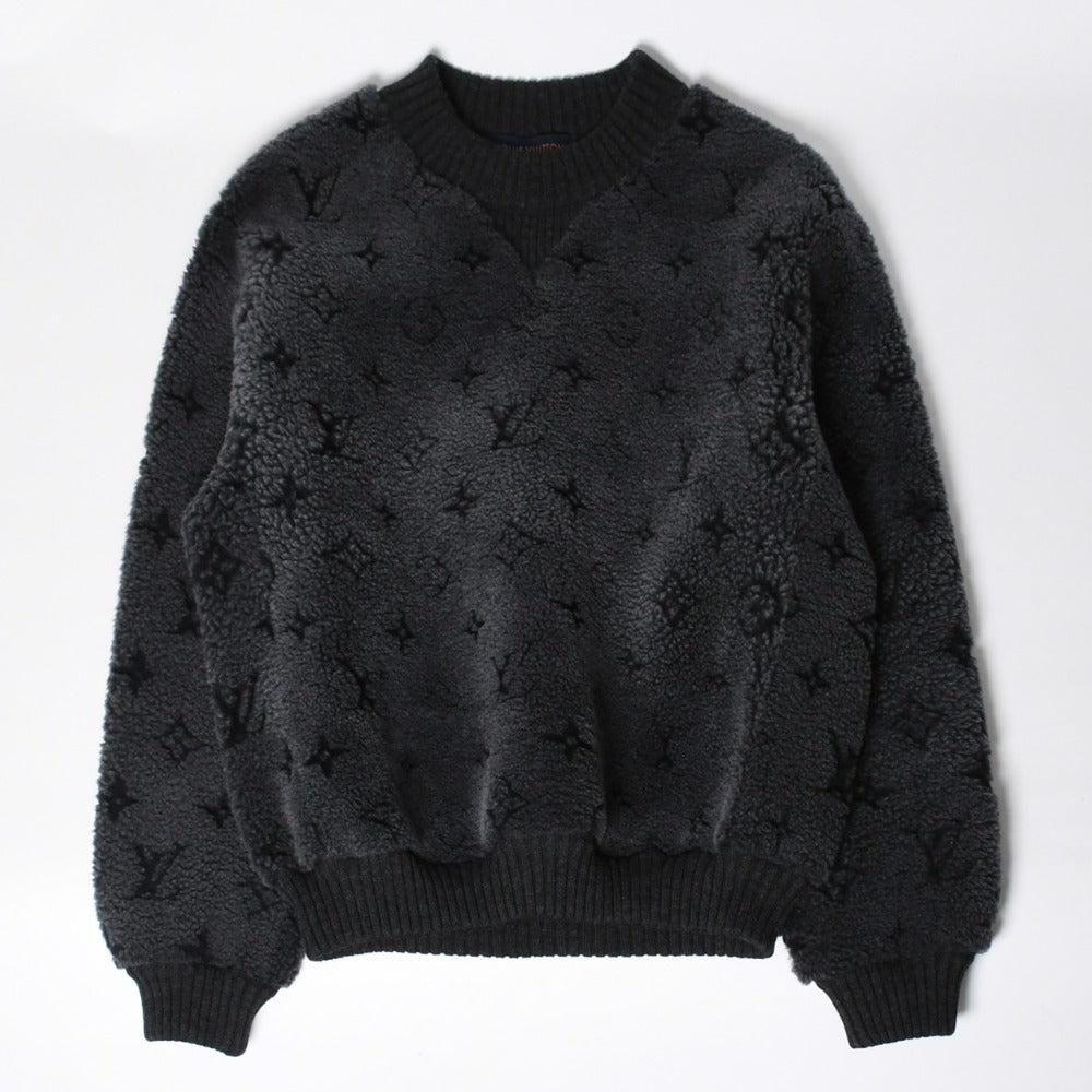 Very good condition LOUIS VUITTON Mouton crew neck knit sweatshirt RM192 RDA HHL77W Size S Black Gray Used 4a009086