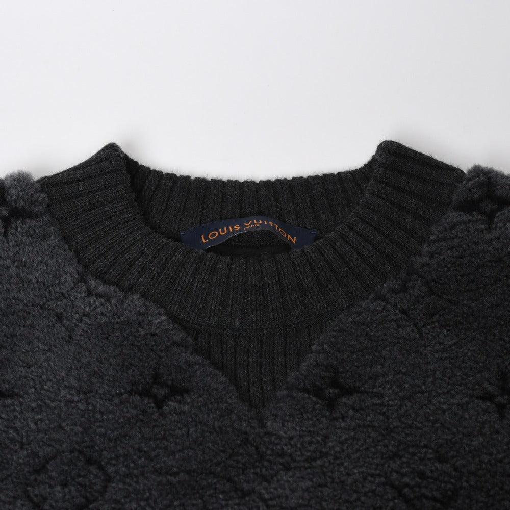 Very good condition LOUIS VUITTON Mouton crew neck knit sweatshirt RM192 RDA HHL77W Size S Black Gray Used 4a009086