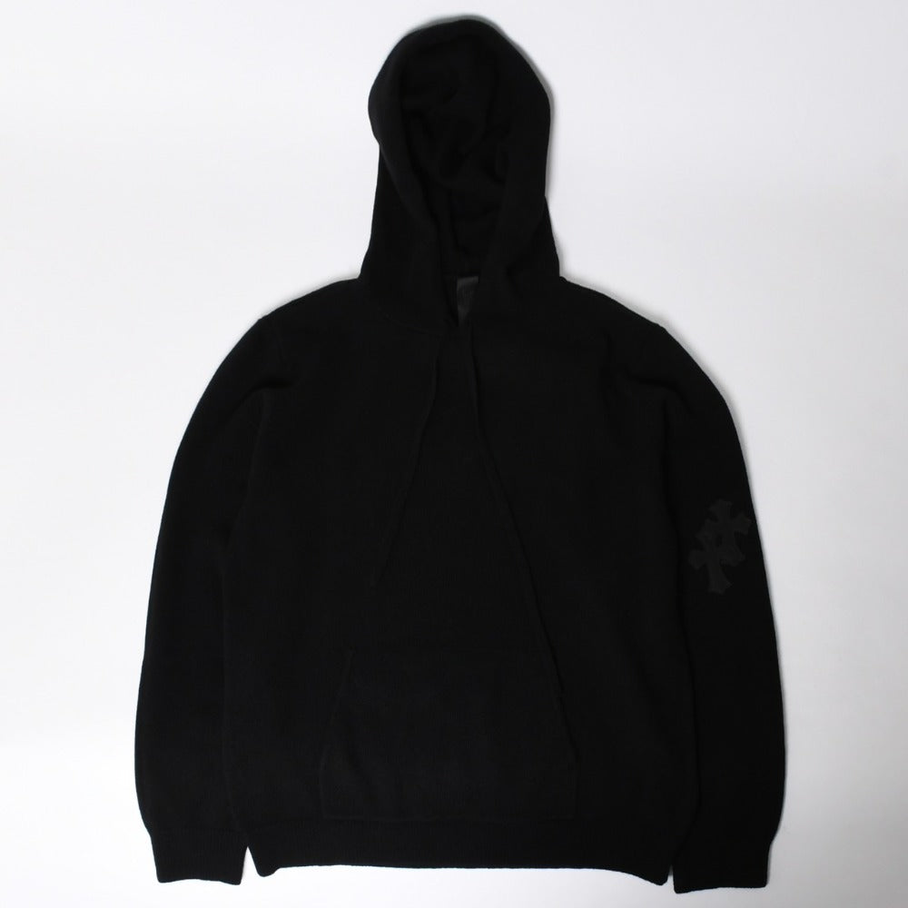 New and unused CHROME HEARTS SWTR U WAITING ROOM Cashmere Pullover Hoodie Size L Cross Patch 3 Patch Used 4a009017