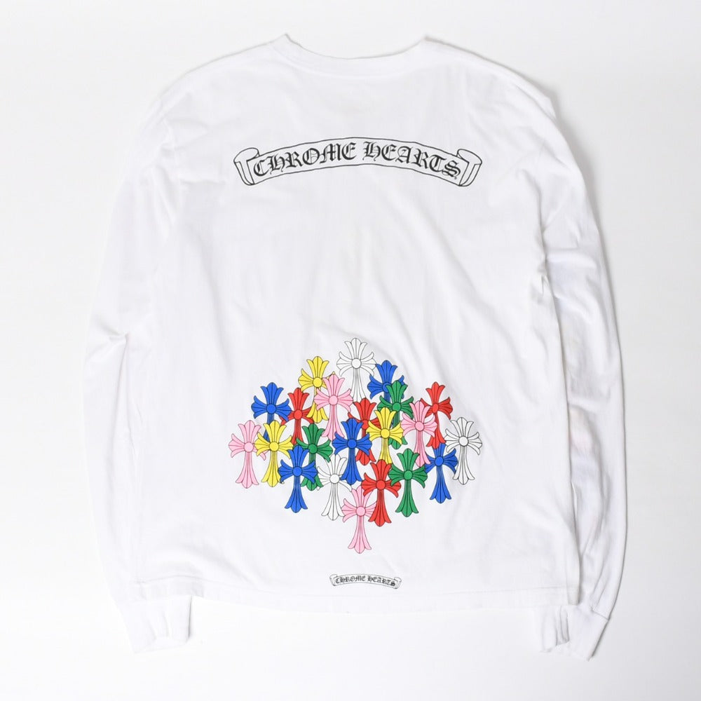 CHROME HEARTS Long Sleeve T-shirt Size XL Cemetery Cross Scroll Label White Multicolor Good Condition Used 4a009050