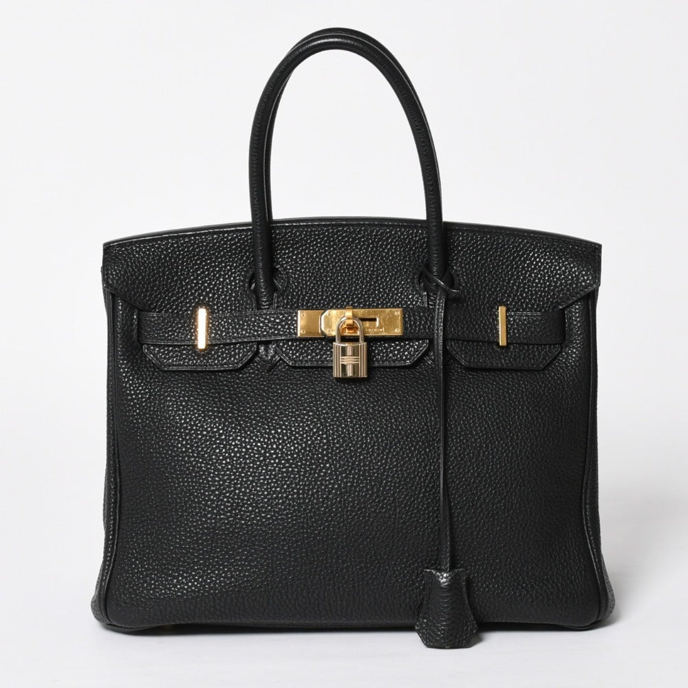 Mint condition HERMES Birkin 30 handbag, black Togo leather, gold hardware. ◻I stamp, used, 4a009144