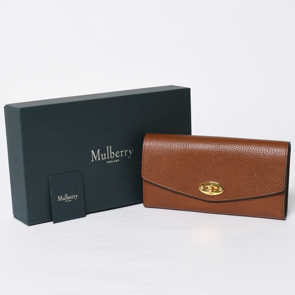 Like new MULBERRY Darley wallet long wallet grain leather brown gold hardware used 4a008865