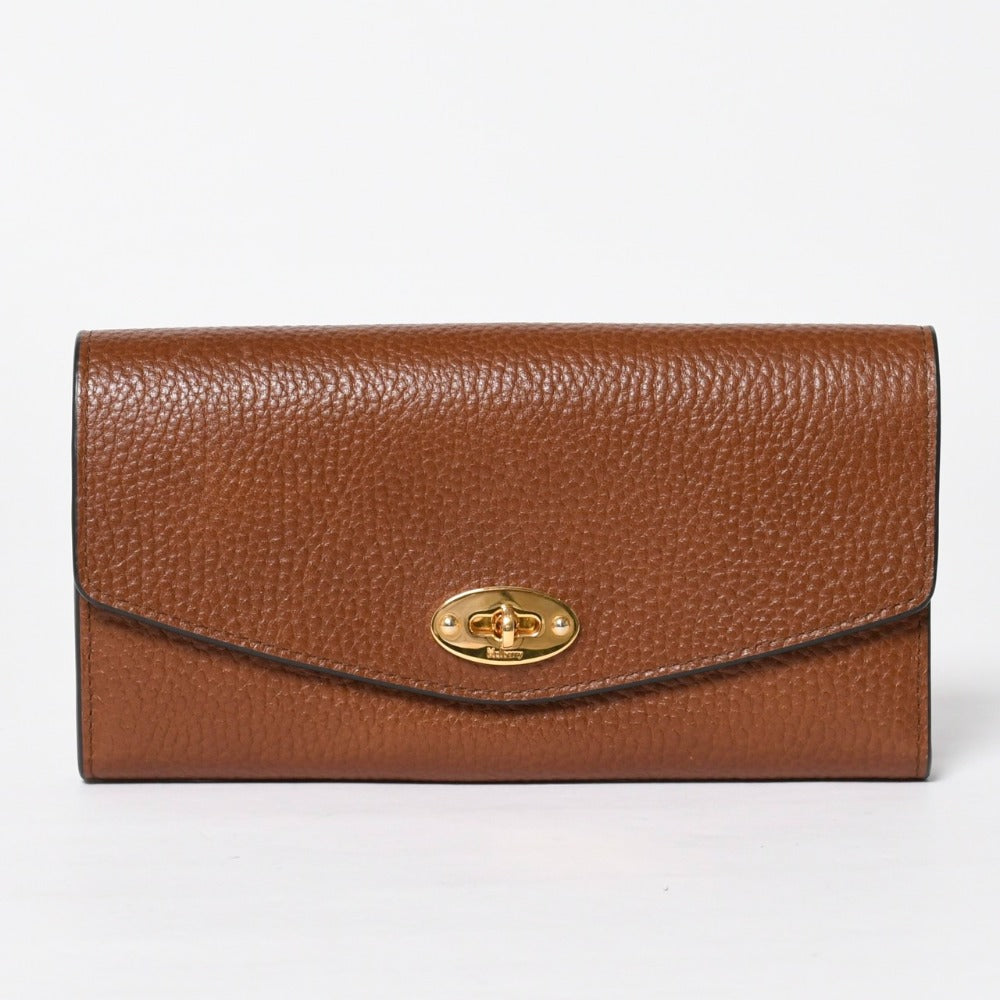 Like new MULBERRY Darley wallet long wallet grain leather brown gold hardware used 4a008865