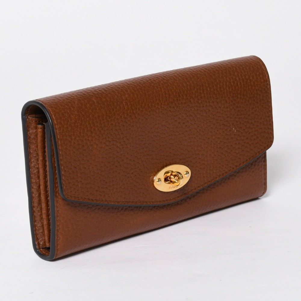 Like new MULBERRY Darley wallet long wallet grain leather brown gold hardware used 4a008865