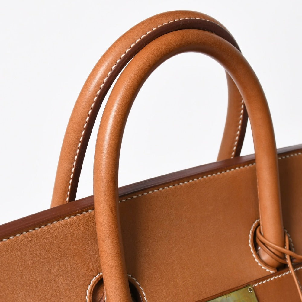 Very good condition HERMES Hautacroix flag 50 handbag Vaux Barenia canvas □R engraved gold hardware Used 4a009135