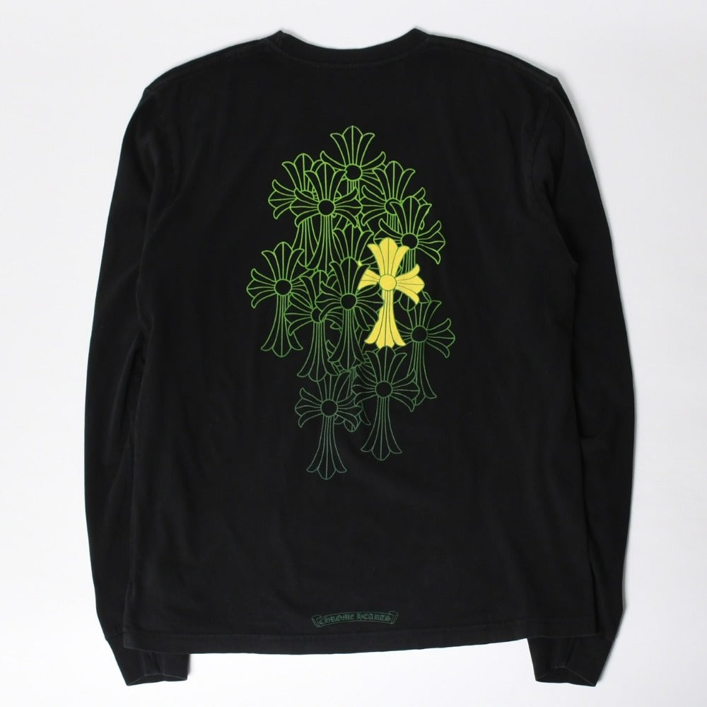CHROME HEARTS Long Sleeve T-shirt Size L Cemetery Cross Scroll Label Black Green Good Condition Used 4a009051