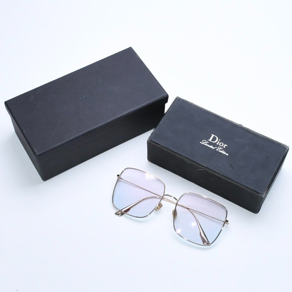 Very Good Condition CHRISTIAN DIOR Glasses 000TE Metal Gold Hardware Size 59☐18 Used 4a008483