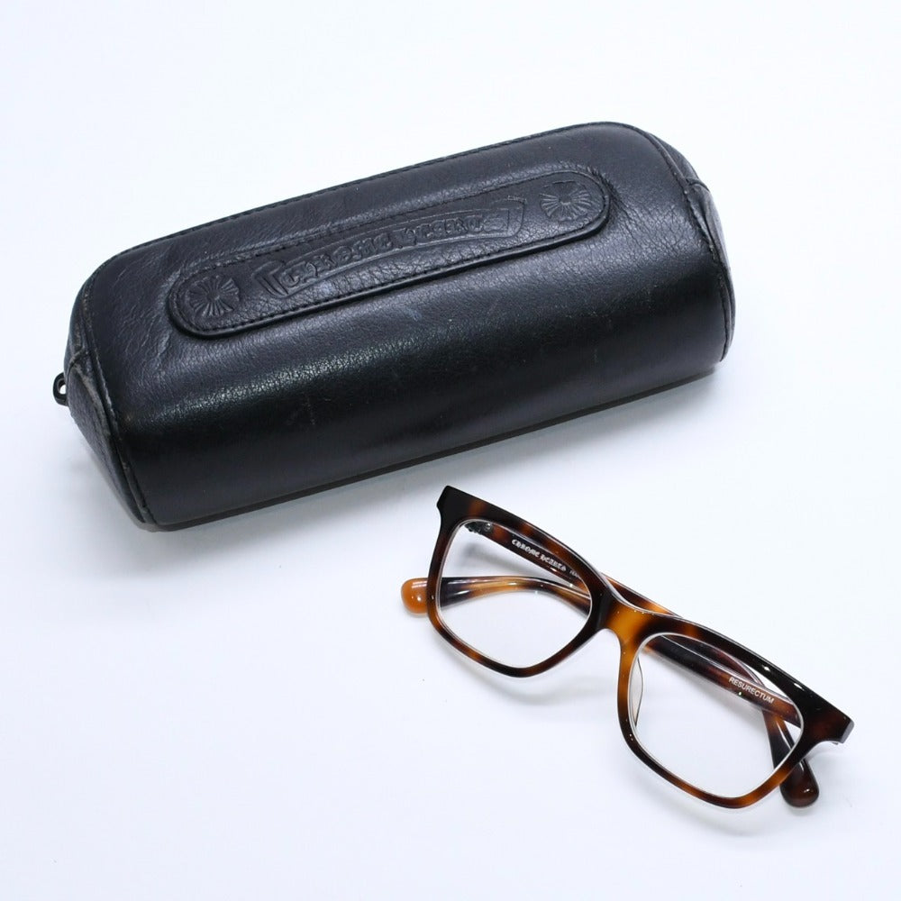 CHROME HEARTS RESURECTUM Glasses Prescription Regular Fit Wellington Type Cross CH Plus Brown Silver Hardware Good Condition Used 4a008981