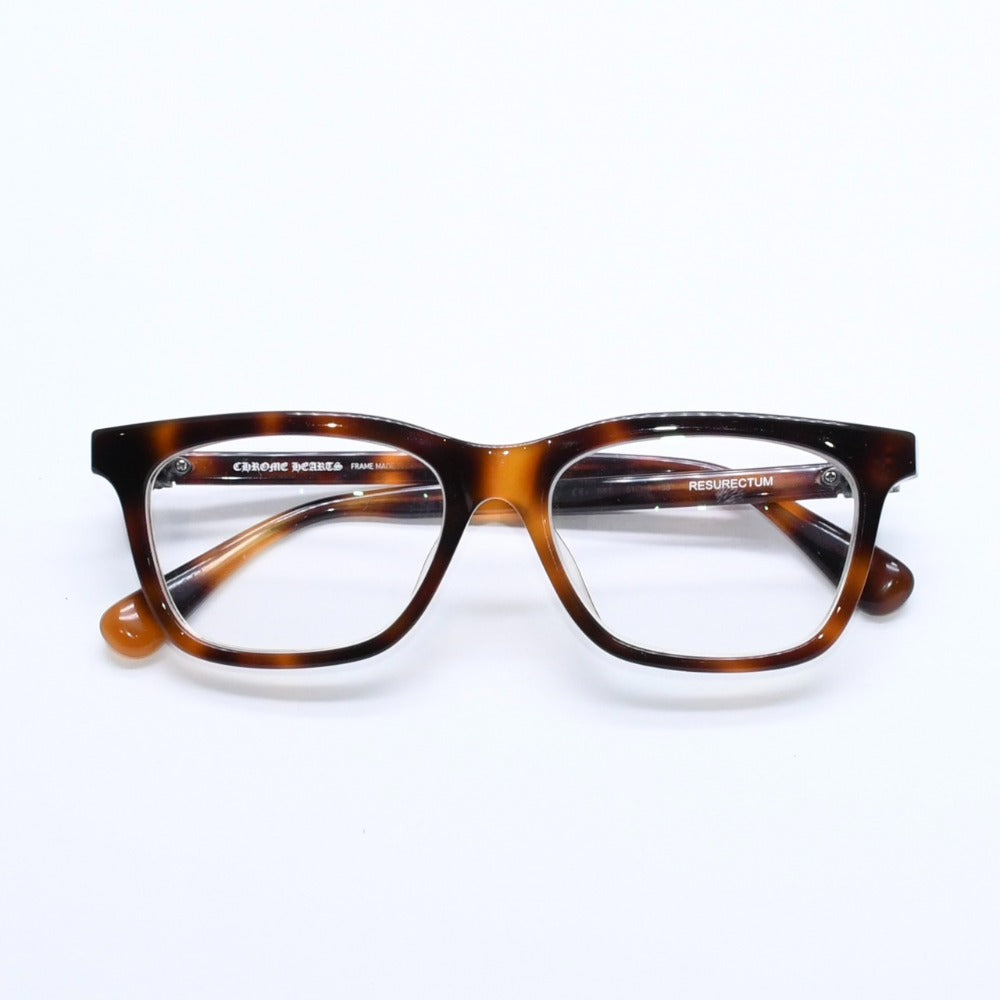CHROME HEARTS RESURECTUM Glasses Prescription Regular Fit Wellington Type Cross CH Plus Brown Silver Hardware Good Condition Used 4a008981