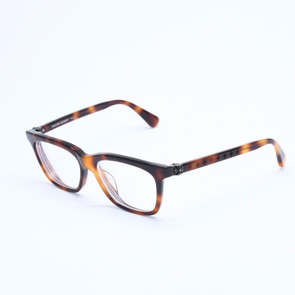 CHROME HEARTS RESURECTUM Glasses Prescription Regular Fit Wellington Type Cross CH Plus Brown Silver Hardware Good Condition Used 4a008981